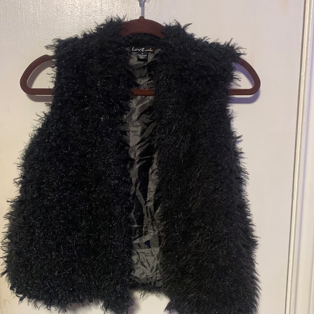 Faux fur black vest, size small, only worn once. Basically brand new with no tag